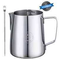 Stainless Steel Milk Frothing Pitcher 20oz/ 580ml Steaming Pitchers with Decorating Art Pen, Milk Coffee Cappuccino Latte Art Barista Steam Pitchers Milk Jug Cup for Espresso Machines Latte Art
