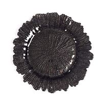 WWSHM Aliisar Creative Nordic Style Snowflake Plate Of Water Fruit Bowl Tableware Electroplated Glass Fruit Bowl Charger Plate (Color : Black, Diameter : 33 Cm)