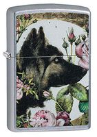 Zippo Spazuk German Shepherd with Flowers Street Chrome Pocket Lighter, One Size