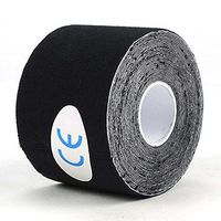 Sports Kinesiology Tape Roll - Athletic Injury Recovery First Aid Therapy Support - Elastic Breathable Cotton Waterproof Strong Adhesive (Black, 1 Roll)