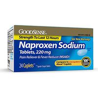 GoodSense Naproxen Sodium Tablets, 220 mg, All Day Pain Reliever and Fever Reducer, Strength to Last 12 Hours, 24 Count