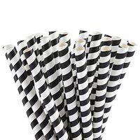 ALINK Extra Wide Paper Boba Smoothie Straws, 12mm Large Biodegradable Jumbo Big Fat Bubble Tea/Milkshake Party Straws, Pack of 100 - Black Stripe