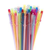50 Pieces Reusable Plastic Straws-10.5 Inch Long Unbreakable Clear Drinking Straws Various Colors-2 Cleaning Brushes Included, BPA-Free, Eco-friendly(10 Colors: 50 Pieces)