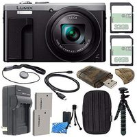 Panasonic Lumix DMC-ZS60 Digital Camera (Silver) + 32GB + 64GB + Rechargable Li-Ion Battery + Small Carrying Case + Charger + HDMI Cable + Card Reader + Small Tripod Bundle