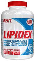 SAN Nutrition Lipidex Complete Omega-3, 6, 9 Essential Fatty Acid EFA Complex with Flaxseed Oil, CLA, Borage Seed Oil, and Ultra-Pure Fish Oil, 180 Count