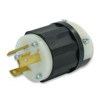 Leviton 2631-PLC 30 Amp, 277 Volt, NEMA L7-30P, 2P, 3W, Industrial Grade Locking Plug, Grounding, Power Indication, Black-White