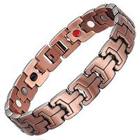 HiTreasure Double Strength 4 Elements Mens Pure Copper Magnetic Therapy Negative Ions Germanium Link Bracelet for Arthritis Pain Relief Anti-Radiation(Imported,3500 Gauss Each Link)