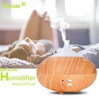 Kmise USB Cool Mist Humidifier Ultrasonic Aroma Essential Oil Diffuser 130ml Light Wood Grain for Office Home Bedroom Living Room Study Yoga Spa (Light Wood Grain with White Head, 300 ml)