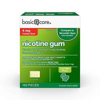 Basic Care Coated Nicotine Polacrilex Gum, 4 mg (nicotine), Mint Flavor, Stop Smoking Aid, 160 Count