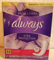 Always Xtra Protection Daily Liners Plus Odor-Lock Pads, Double Pack, Extra Long, 60 ea, 2 pack
