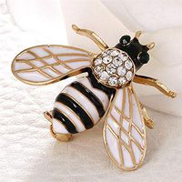 Women Little Bee Insect Crystal Rhinestone Pin Brooch Jewelry Accessory HP Daily Popular Fashion Aesthetic Party Girls Girl Jewerly Design | Color - White