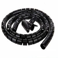 30 mm Plastic Environmentally-friendly Insulation Flame-retardant Flexible Spiral Tube Cable Wire Wrap Computer Manage Cord Black 1.5 Meter Length， with Clip