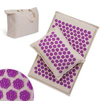GHF Acupressure Mat Pillow Set for Massage Linen Cotton Acupuncture Mat with Back Neck Bag Pain Relief Better Deeper Sleep,Purple
