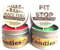 Combo Set Race Fuel and Pit Stop 4 Ounce 100% Soy Candle Tin 100% Handmade