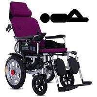 DONGBALA Heavy Duty Electric Wheelchair, with Headrest Powerchair Reclining Adjustable Backrest and Pedal Foldable with Seat Belt Electric Power Or Manual Manipulation Purple