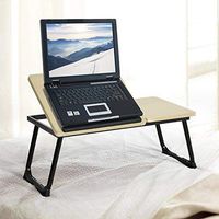 HOMY CASA Portable Laptop Desk Notebook Stand Wooden Table Top Mixed with Sturdy Metal Leg (Black)