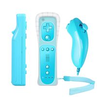 Controller for Wii, PowerLead Built-in Motion Plus Remote and Nunchuck Controller for Nintendo Wii and Wii U + Silicon Case Blue