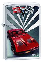 Zippo Lighter Chevy Corvette 1963 Brushed Chrome