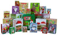 Christmas Print Gift Bags 24 Count, Assortment of 6 Each: X-Large, Large, Medium, and Small by Iconikal