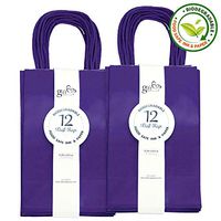 24CT Small Purple Biodegradable, Food Safe Ink & Paper, Premium Quality Paper (Sturdy & Thicker), Kraft Bag with Colored Sturdy Handles (Small, Purple)
