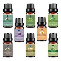Top 8 Essential Oils Set,Pure Therapeutic Grade Aromatherapy Oils,Lavender,Eucalyptus,Lemongrass,Frankincense,Orange,Rosemary,Peppermint,Tea Tree Essential Oils, 0.33 Fl Oz