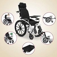 LHBNH Comfortable Wheelchair 24 kg Folding Wheelchair Transport Wheelchair seat Back Lifting Column Control Half Lying 150 kg 47 40CM Bearing seat and a Removable Desktop Amplifier; Hg Toilet