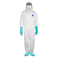Biohazard Personal Protective Equipment Kit - Tyvek Disposable Coveralls with Hood, N95 Mask, Gloves, Face Shield- L (Large)