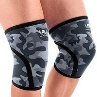 Mava Sports Knee Compression Sleeve Support for Men and Women with Perfect 7mm Neoprene Material for Powerlifting, Weightlifting, Body Building, Gym Workout, WOD and Squats (Camo Grey, Small)
