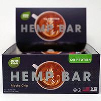 Evo Hemp Organic Protein Bar (Mocha Bar, 12 Pack) Featuring White Plume Native American Hemp - Great Tasting High Fiber, Sustainably Sourced, Paleo and Vegan Friendly Protein Bar