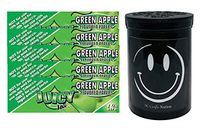 Herb Airtight Container Fresh Kettle with Juicy Jay's Green Apple 1.25 Flavored Hemp Rolling Papers 5 Count DC Crafts Nation- Happy Face
