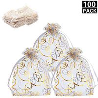LIHEXING 100 Pcs 3.5x4.7'' Organza Gift Bags, Drawstring Gift Bags for Candy, Jewelry, Party, Christmas, Wedding Favor Present Bags