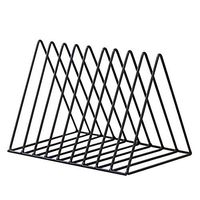 Merssavo Triangle File Holder, Desktop Bookshelf Organizer Wrought Iron Creative Bookshelf, Black