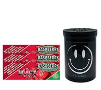 Herb Airtight Container Fresh Kettle with Juicy Jay's Raspberry 1.25 Flavored Hemp Rolling Papers 3 Count DC Crafts Nation- Happy Face