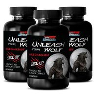 Testosterone Booster libido and Strength - Unleash Your Wolf - Natural Male Enhancement Formula - Muira puama Extract - 3 Bottles 180 Capsules