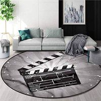 RUGSMAT Movie Theater Round Area Rugs Living Room,Clapper Board Non-Skid Bath Mat Living Room/Bedroom Carpet Diameter-31