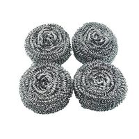 BESTONZON 4PCS Stainless Steel Sponges Scrubbers Dish Bowl Cleaning Spiral Scourers Practical Kitchen Cleaner (Silver)