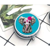lukuhan Compact 3 Compartment Medicine Case, Pill Box for Pocket or PursePill Box Decorative Pill Case with Gift Box Baby Elephant