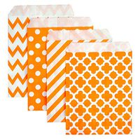 KEYYOOMY 100 Pcs Candy Buffet Bags Small Paper Treat Bags (Orange, 5 inch X 7 inch)