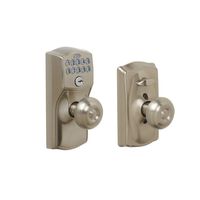Schlage FE595 CAM 619 GEO Camelot Keypad Entry with Flex-Lock and Georgian Style Knobs, Satin Nickel