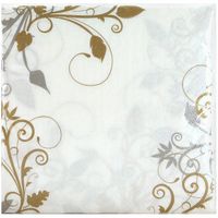 Hanna K. Signature Collection Bella Vite Shimmer 40 Count Lunch Napkin, Gold/Silver