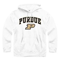 Campus Colors NCAA Adult Arch & Logo Gameday Hooded Sweatshirt (Purdue Boilermakers - White, Large)