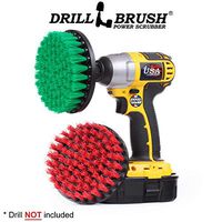 Cleaning Supplies - Spin Brush - Drill Brush - Stiff and Medium Bristle Brush Set - Clean and Scrub - Outdoor Rug - Deck Brush - Algae, Mold, Mildew, and Moss - Rust, Calcium, Hard Water Stains