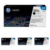 HP 501A Black and 502A Cyan, Magenta, Yellow Toner Cartridges (Q6470A, Q6471A, Q6472A, Q6473A) for HP Color LaserJet 3600 3800 CP3505, 4 Cartridge Bundle