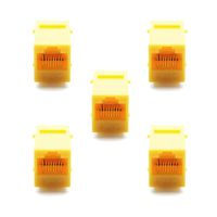 Dasunny 5Pcs Cat6 Keystone RJ45 Couplers Keystone, Female to Female, Yellow