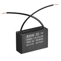 uxcell CBB61 Run Capacitor 450V AC 1.5uF 2 Cable Metallized Polypropylene Film Capacitors for Ceiling Fan