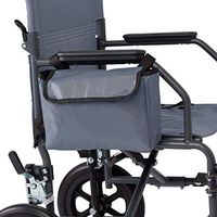 Medline Side Bag for Transport Chair, Waterproof Accessory Bag for Transport Wheelchairs is Made of Durable Nylon Material, Gray