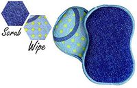 Microfiber Double Sided Scrub & Wipe Sponge Pad for Kitchen & Bath - Safe on Dishes, Sink & Non-Stick Cookware - Reusable Machine Washable Durable & Long Lasting (2pc)