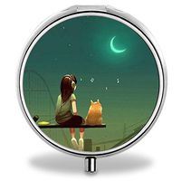 Girl Pill Case, Round Stainless Drug Organizer Container Medicine Cover for Pocket Daily&Weekly