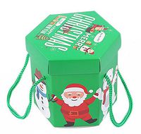 10 Pack Hexagon Christmas Eve Christmas Green Gift Boxes, Santa Claus
