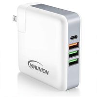 USB C Power Adapter Charger, YIHUNION 60W 4-Port USB C Wall Charger Station with 1 Power Delivery Port for MacBook and 3 Power iSmart Ports for iPhone iPad Tablets Samsung Cellphones